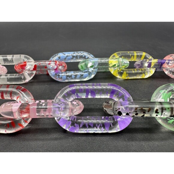 Clear Translucent Cable Link  Multicolor Acrylic Chain Link Necklace 18” - Picture 5 of 10